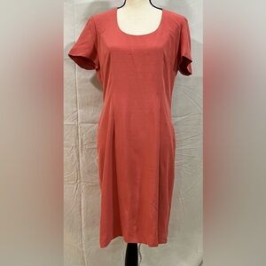 Silk 100% dress,fully lined pinkish-red.Size 8,Dana Buchman true nubbies of silk